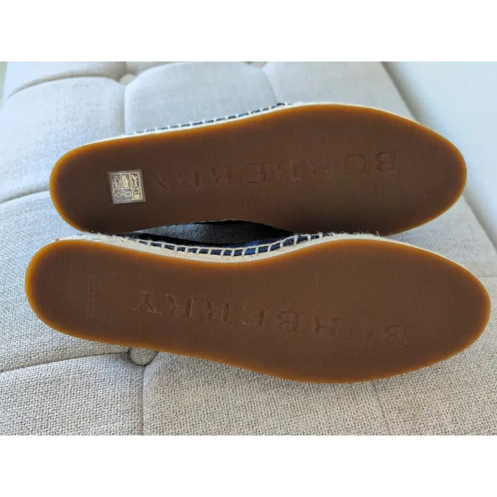 Burberry Hodgeson Canvas Check Espadrilles in Indigo size 38.5